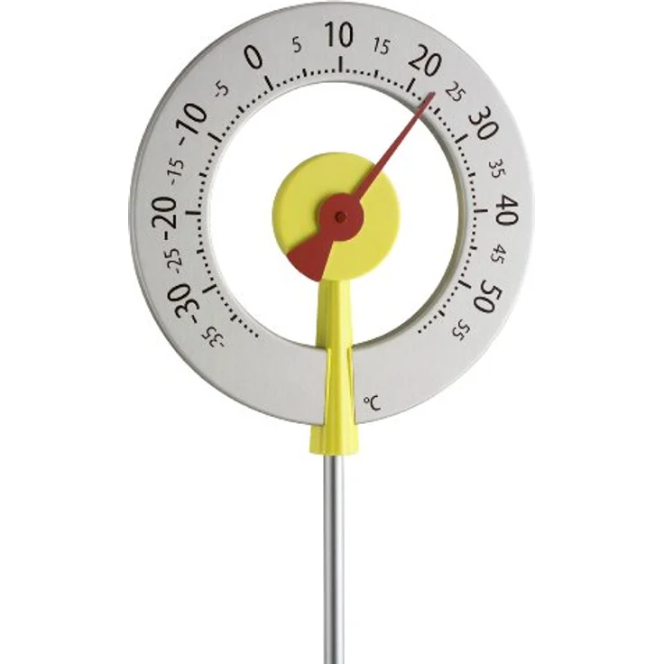 TFA Lollipop, Gartenthermometer und Hygrometer mit 1 Meter Höhe, Temperaturbereich -35 bis +60°C, Gelb-Rot – Bild 1