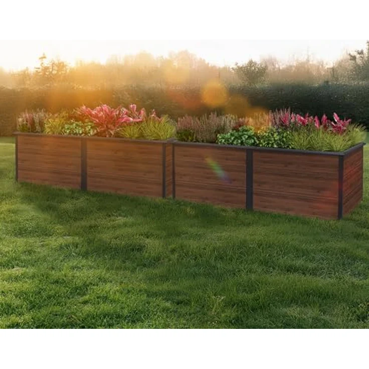 Zelsius Hochbeet Anthrazit RAL 7016, 200 x 100 x 77 cm, Walnuss Holzoptik, rückenschonend, wetterfest, ideal für Gemüse- und Blumenanbau – Bild 2