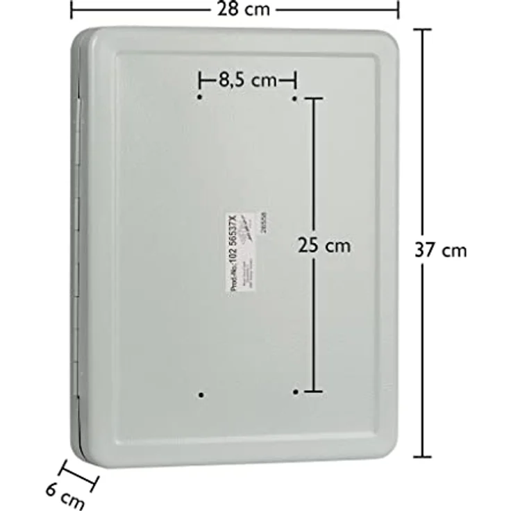 Wedo 10256537X Schlüsselschrank (für 70 Schlüssel, pulverbeschichtetes Stahlblech 28 x 6 x 37 cm, Sicherheitsschloß inklusive 2 Schlüssel) lichtgrau – Bild 3