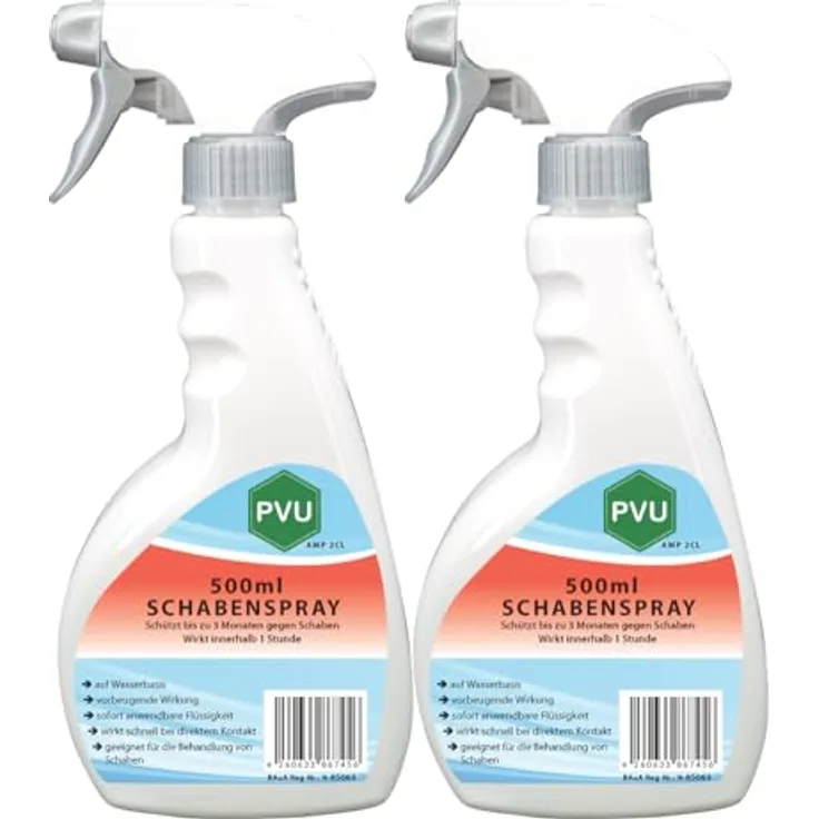 PVU Schabenspray 2x500ml | Hochwirksames Spray gegen Schaben | Schonendes Schaben Bekämpfung Gift | Kakerlaken Spray Küche auf Wasserbasis