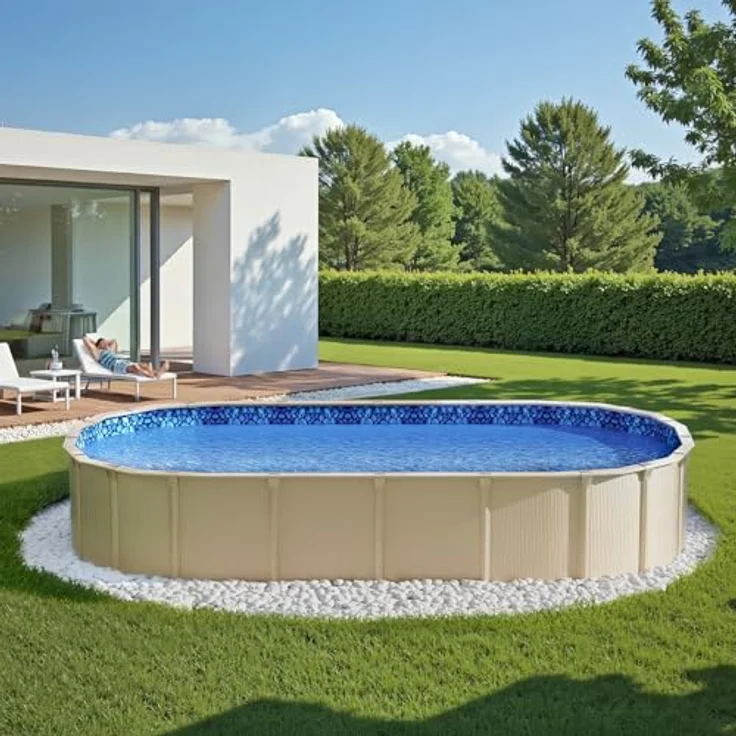 VEVOR YCNCOVAL15309D7RJV0, Ovale Schwimmbeckenauskleidung aus Vinyl, blau, kompatibel mit 4,57 m x 9,14 m Becken, langlebig und reißfest – Bild 8