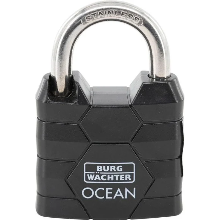 Magni Vorhängeschloss 490 Ni 40, Messing, seewasserfest, schwarz, 40 mm, verschiedenschließend