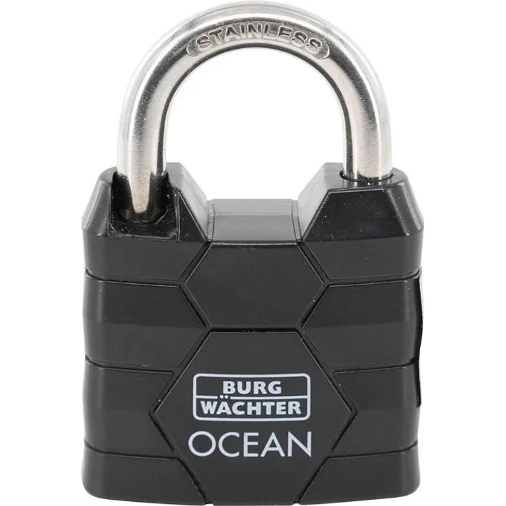 Magni Vorhängeschloss 490 Ni 40, Messing, seewasserfest, schwarz, 40 mm, verschiedenschließend