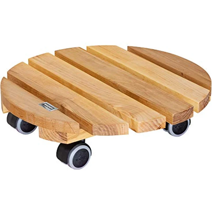 WAGNER Pflanzenroller Nature Ø 30 cm I Pflanzenroller für Innenbereich, Erle Natur I Blumenroller aus FSC-Massivholz I Kübelroller aus Holz I Tragkraft 100 kg I Made in EU ? 20026201 – Bild 2