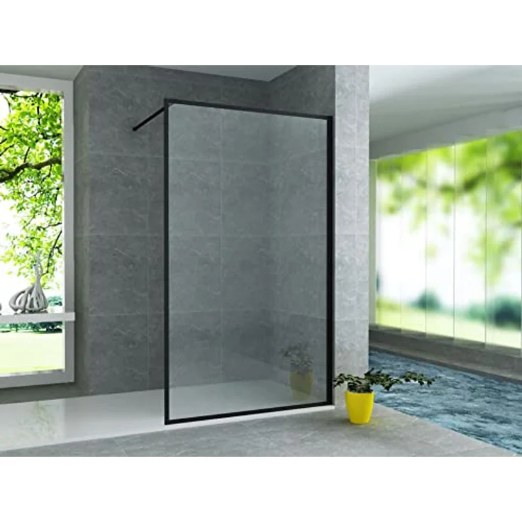 Aloni Walk-in-Dusche RECO90, Klar-Glas, Schwarz-Matt Rahmen, Nano-Beschichtung, 8mm ESG-Sicherheitsglas – Bild 2