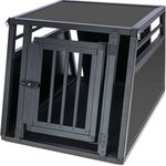 Kerbl Pet Alu-Transportbox Vacation, eintürig, Aluminium-Hundebox mit Antirutsch-Teppich, Graphit, 77x55x50cm, optimale Passform für Kofferraum