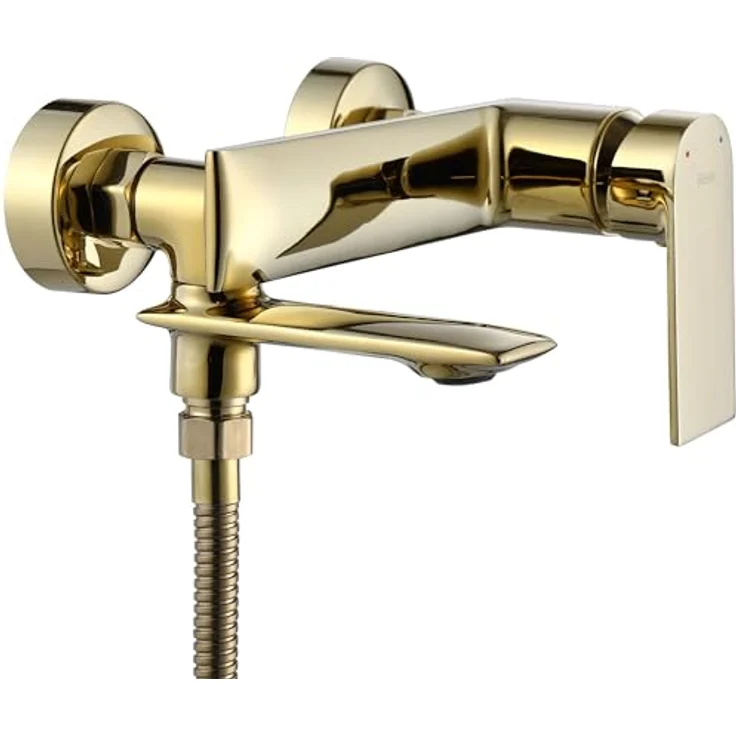 Rea VENETA GOLD Badewannenarmatur, Einhebel Mischbatterie mit Handbrause, Wandmontage, Messing, Gold – Bild 2