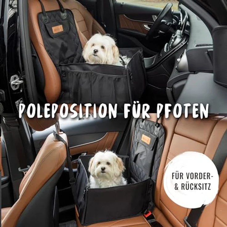 Rudelkönig Autositz für Hunde, Wasserabweisender Hundekorb für Auto Rückbank, für kleine und mittlere Hunde, schwarz – Bild 2