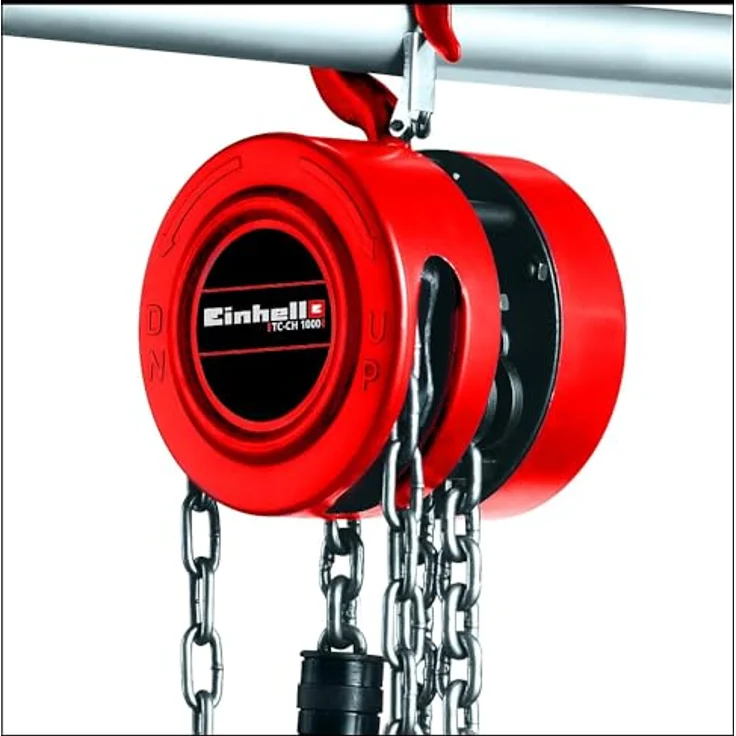 Einhell Kettenflaschenzug TC-CH 1000 (max. 1.000 Kilo auf max. 2,5 m Hubhöhe, robustes, geschlossenes Metallgehäuse für sichere Kettenführung, Lasthaken mit Sicherheitsbügel) – Bild 2