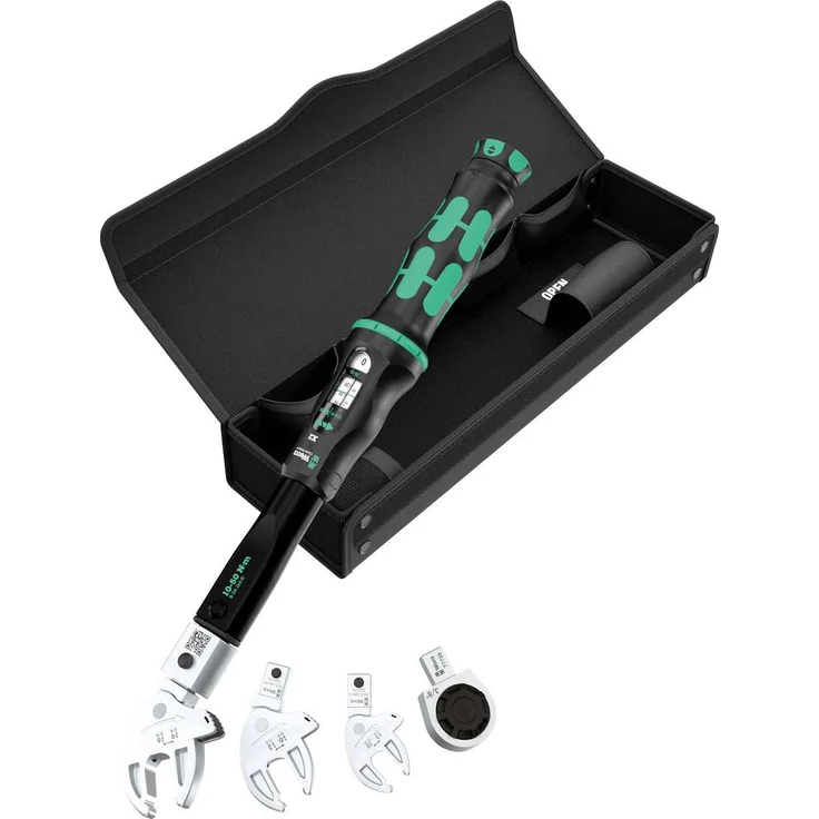 Wera 9558 Drehmoment-Set, 5-teilig mit einstellbarem Click-Torque 10-50 Nm und selbstjustierenden Einsteck-Maulschlüsseln 9 x 12mm in robuster textiler Box