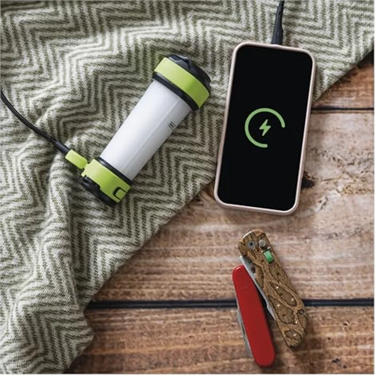 EMOS LED Camping Laterne, tragbare 360° Akku-Campinglampe mit Rotlicht und Powerbank Funktion, Magnet und Haken, 7 Modi, 360 lm, 190 m Leuchtweite - blau – Bild 2