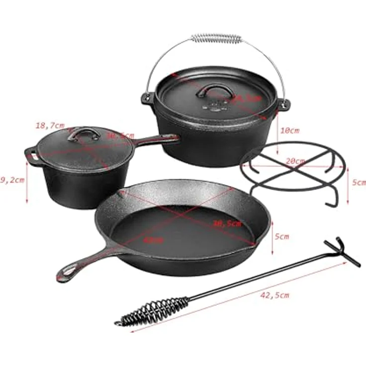 EL FUEGO Dutch Oven 5 tlg. Set AY4661 Pfanne Schmortopf Saucentopf – Bild 2
