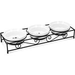 Navaris 3X Futternapf Katze Katzennapf erhöht - Katzen Napfset aus Keramik und Metall - Fressnapf Futterstation - Napf Set - 3 Stück Katzennäpfe