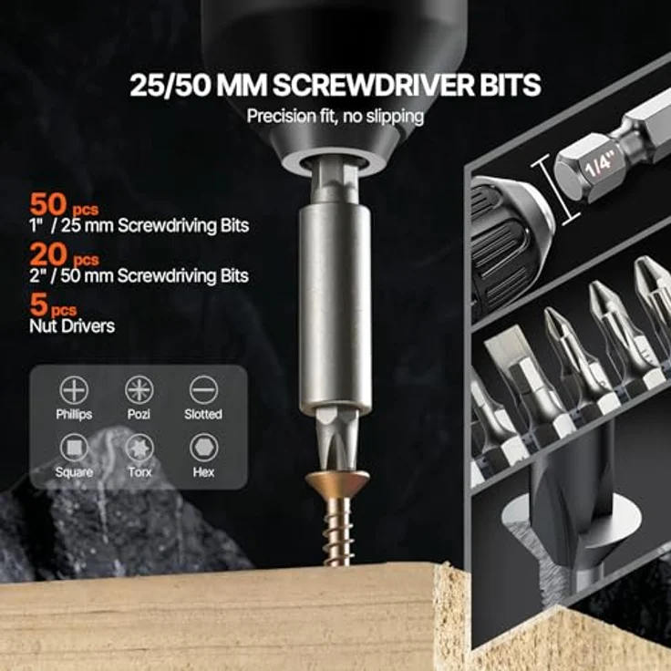 VEVOR 101-teiliges Bohrerset, Bohrer- und Schrauberbit-Set mit Hochwertigen HSS und CR-V Bits, Tragkoffer mit geordneter Aufbewahrung – Bild 4