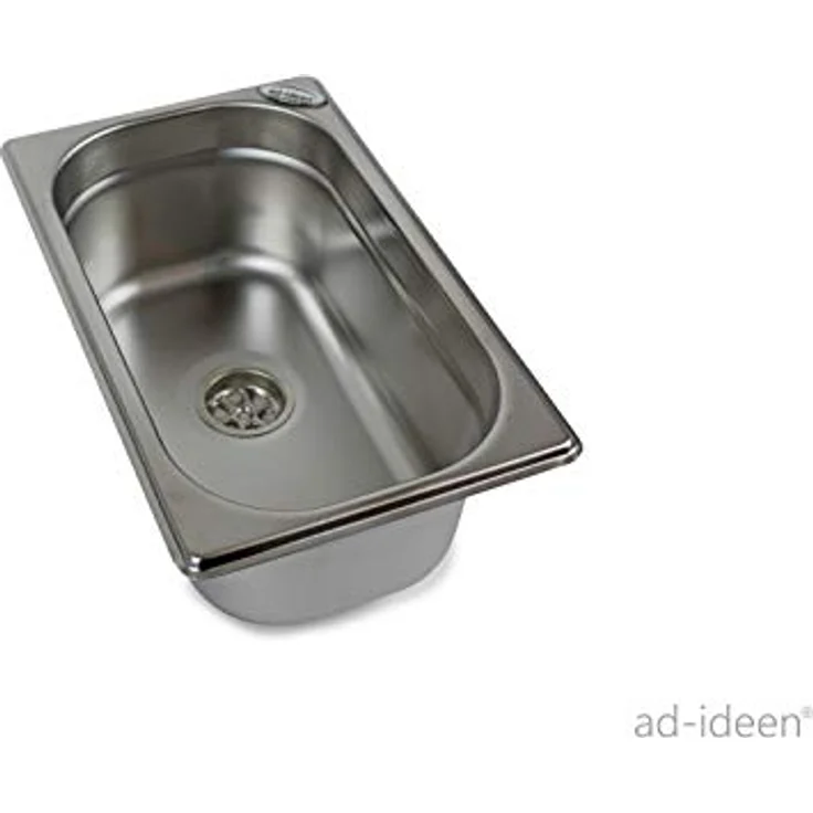 ad-ideen Waschbecken 12V Camping Spüle Bausatz, Edelstahl mit 10L/min Tauchpumpe, für Womo T4 T5 T6, 265x160x100mm – Bild 2
