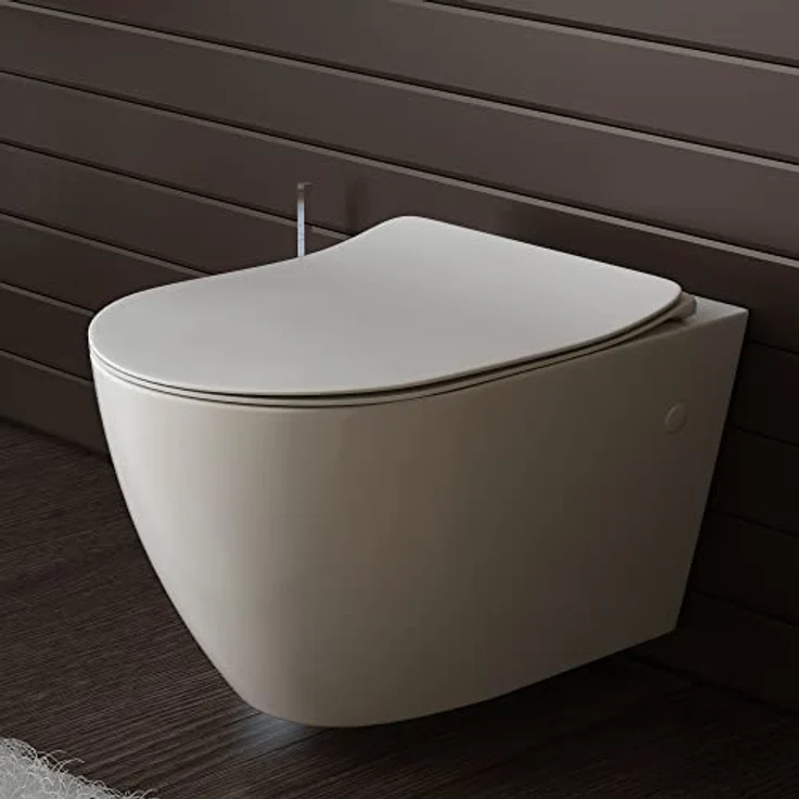 Alpenberger Moderne Toilette mit Nano | Wand WC Spülrandlos | Keramik Hänge WC Komplettset mit WC Sitz mit Absenkautomatik | Klo für Gäste WC und Bad | Passend zu Geberit (Insara 9024) – Bild 4