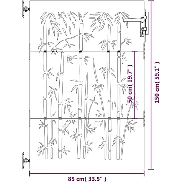 vidaXL Gartentor aus Cortenstahl, rostig, abschließbar, 85 x 3 x 150 cm – Bild 3