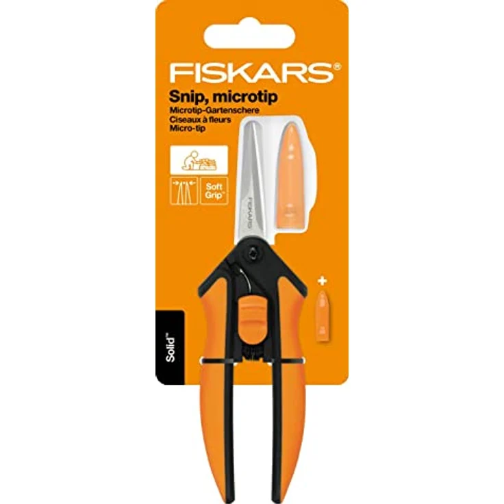 Fiskars Microtip Gartenschere SP13, Länge 21,5 cm, Hochwertige Stahlklingen-Kunststoff Griff, Schwarz-Orange, Solid, 1051600 mittelgroß – Bild 6