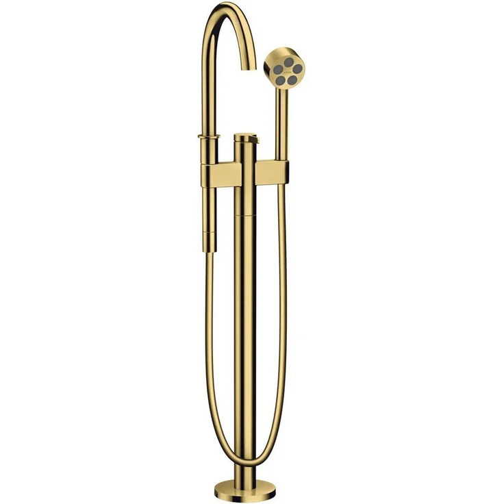 hansgrohe Axor One Wannenmischer bodenstehend, Einhebel-Armatur mit Hebelgriff, Polished Gold Optic, 21,5 l/min Durchfluss