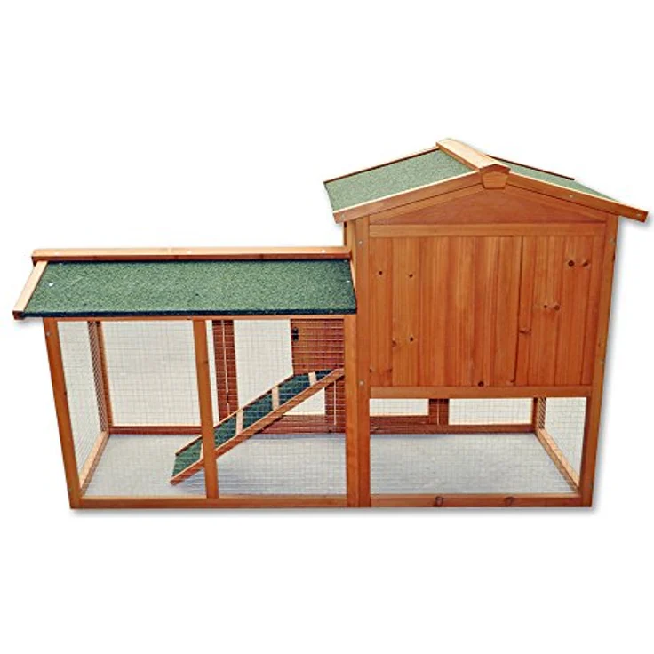 Wiltec 2 Etagen Nagerhaus 1470 x 520 x 855 mm, zweistöckig, Fichtenholz, Bitumeneindeckung, Freilauf Gehege, Hasenstall - Wiltec – Bild 2