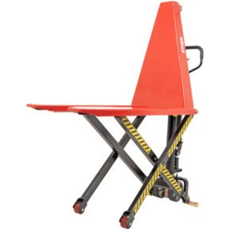 STIER Scheren-Hubwagen, 1000 kg Traglast, 800 mm Hubhöhe, manueller Quicklift mit doppelter Hubgeschwindigkeit, Gabellänge 1140 mm, Polyurethan-Lenkräder, Überlastventil