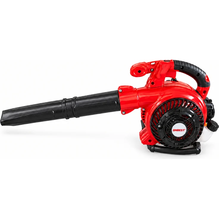 ONBEST Laubsauger & Laubbläser Benzin LV850, 25,4 cm³, 0,8 kW, bis 255 km/h, Mulchverhältnis 10:1, 50 l Fangsack, 3 Düsen: Rund-, Turbo- und Winkeldüse