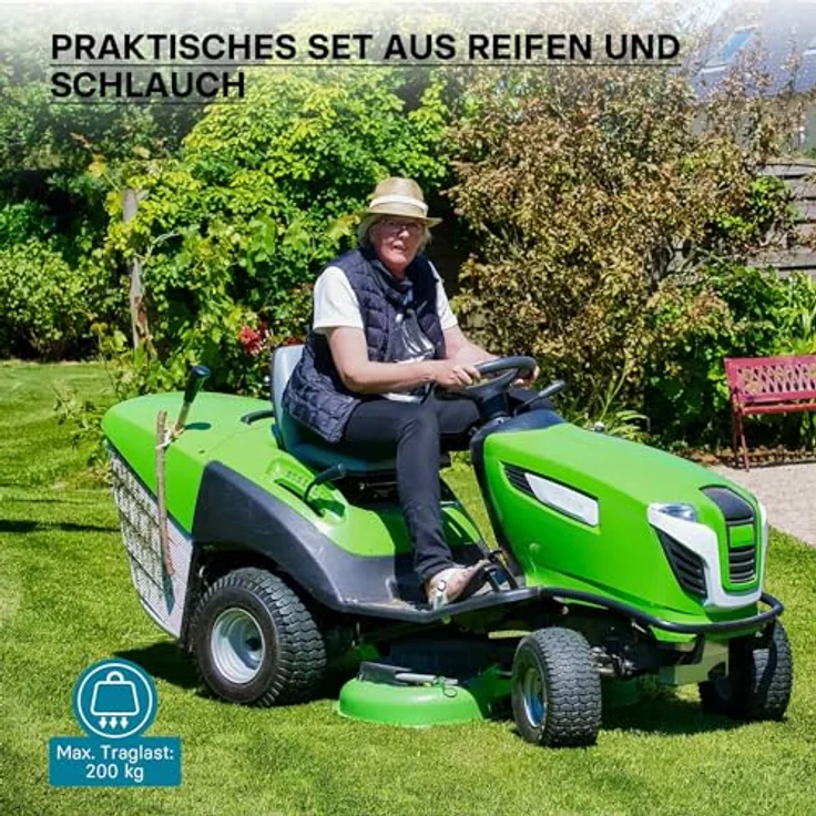 Wiltec - Reifen für den Aufsitzmäher 15x6.00-6 4pr mit Schlauch und Winkelventil Komplettrad Rasentraktor – Bild 2