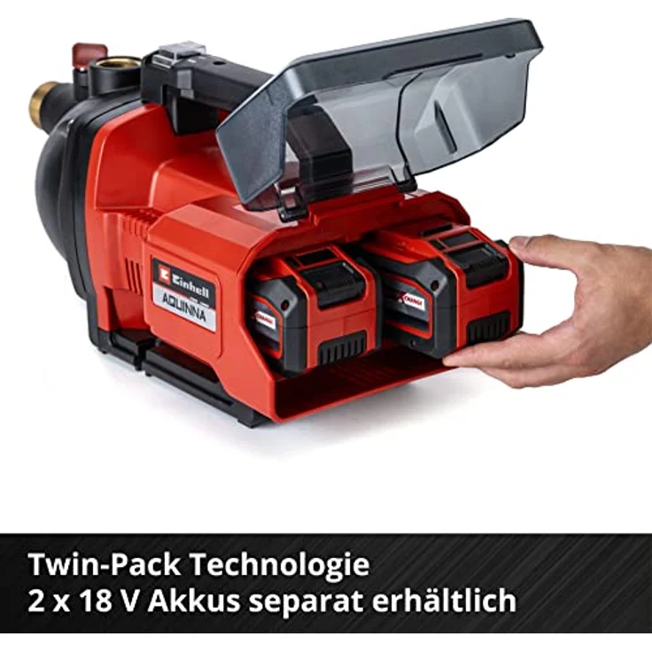 Einhell Akku-Gartenpumpe AQUINNA Power X-Change (Li-Ion, 36 V, 2.6 bar, 3000 L-h Fördermenge, 2-Stufen ECO-Schalter, Wassereinfüll- und Ablassschraube, Thermoschutz, ohne Akkus und Ladegerät) – Bild 6
