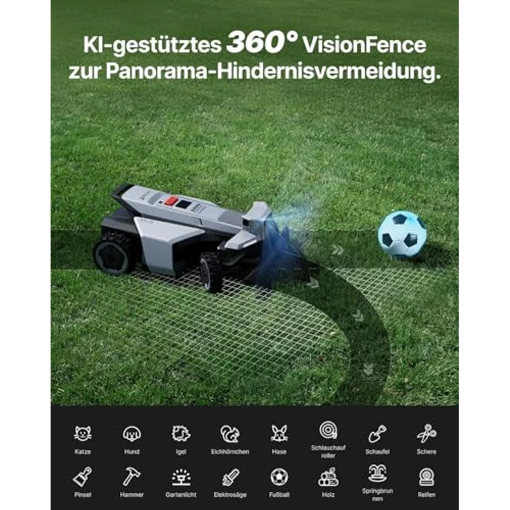 Segway Navimow X420, Mähroboter mit Garage X, für 2000 m², Zero-Turn AWD für 84% Steigungen, NRTK, 360° Vision, 25-95 mm Schnitthöhe, 12 Messerklingen – Bild 9