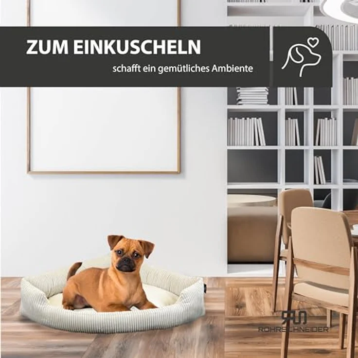 Rohrschneider XXL Eck-Hundebett für große Hunde | Weiche Hundedecke aus Cord | Waschbar | Platzsparendes Design | Cord in großen Größen (95x70cm) – Bild 5