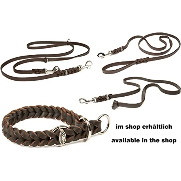 CopcoPet - Fettleder Hundehalsband Würger geflochten mit verchromten Zugstopp-Ring, Braun 25-30 cm x 15 mm Hunde Halsband – Bild 5