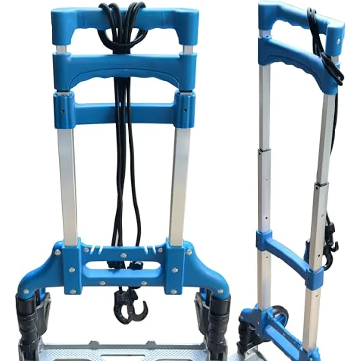 relaxdays Sackkarre klappbar bis 70 kg, blau mit Teleskopgriff und Soft-Laufrädern – Bild 6