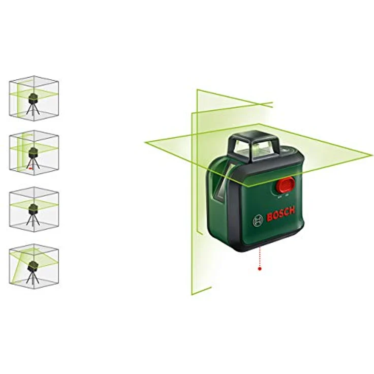Bosch Kreuzlinienlaser AdvancedLevel 360 (Stativ, Arbeitsbereich: bis 24 m, selbstnivellierend bis ± 4°, grüner Laser, 4x AA-Batterien, im Karton) – Bild 3