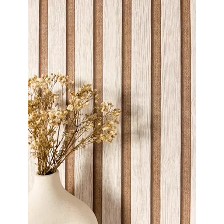 Newroom Tapete Beige Bronze Vlies Holzpaneele, 3D Optik mit scheuerbeständiger Oberfläche, 10,05 m x 0,53 m, für Wohnzimmer und Schlafzimmer – Bild 1