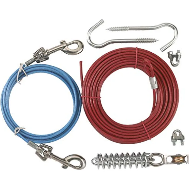 Kerbl Set Gartenleine, Laufleine 15m + Führleine 3m + Zugentlastung, 2 Stück (1er Pack)