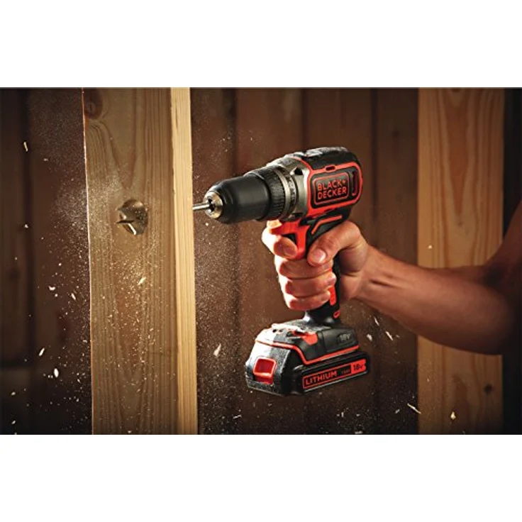 Black+Decker Akku-Bohrschrauber, Bohrmaschine (18 V 1.5Ah, bürstenloses 2-Gang-Getriebe, LED-Arbeitslicht) 1 Stück, BL186KB – Bild 3