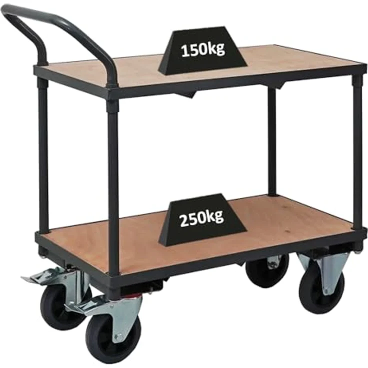 PROREGAL® Tischwagen Profi mit 2 Etagen, Traglast 400kg, pulverbeschichteter Stahl, grau – Bild 2