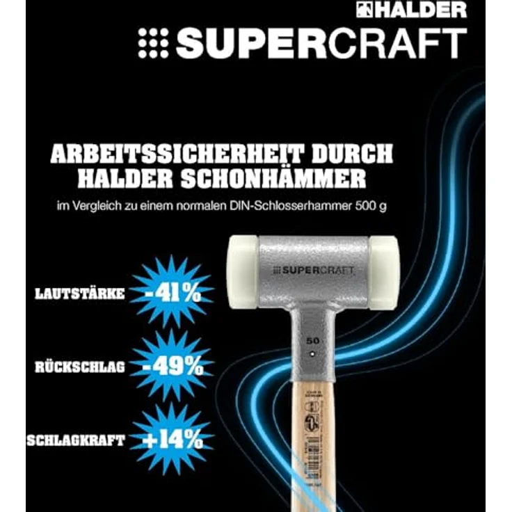 SUPERCRAFT-Schonhämmer, mit bruchsicherem Stahlrohrstiel und ergonomisch geformtem, rutschsicherem Griff | Ø=40 mm | 3377.040 – Bild 7