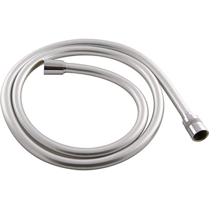 PaulGurkes Brauseschlauch PGEasyTwistC150, 150 cm, silber, Drehkonus mit Silikonring, verstärkt mit Polyesterfäden – Bild 1