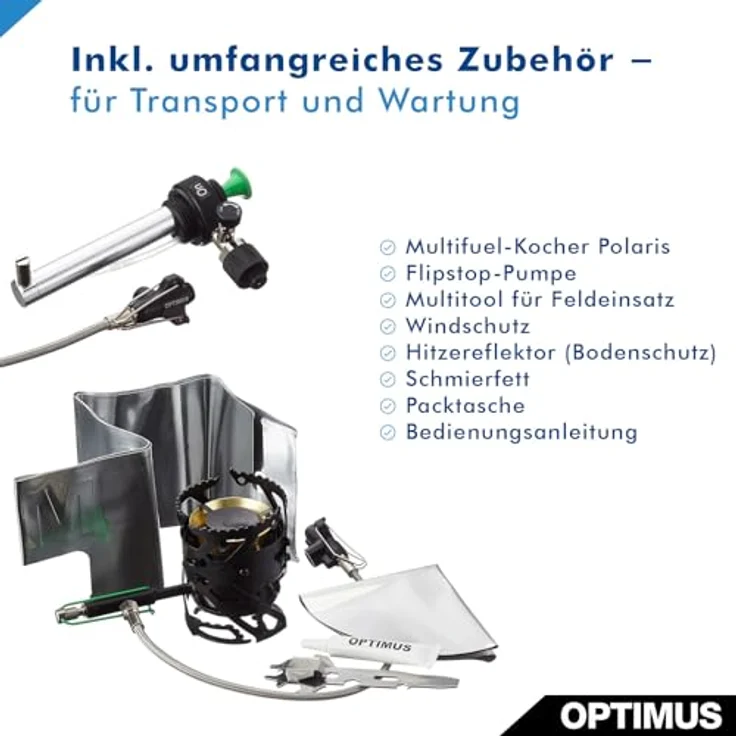 Optimus Polaris Optifuel, Mehrstoff-Campingkocher mit 3300 Watt Gasleistung, inkl. Aluminiumpumpe und Windschutz – Bild 5