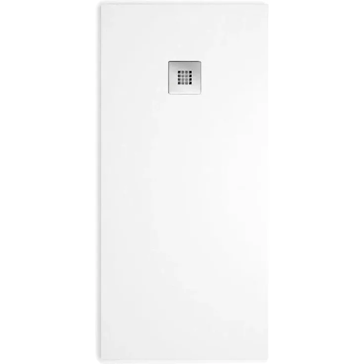 Stano Mineralguss-Duschwanne Extra Flach Madison Weiss, rutschfeste Oberfläche, Edelstahl-Ablaufgitter, 70x100cm
