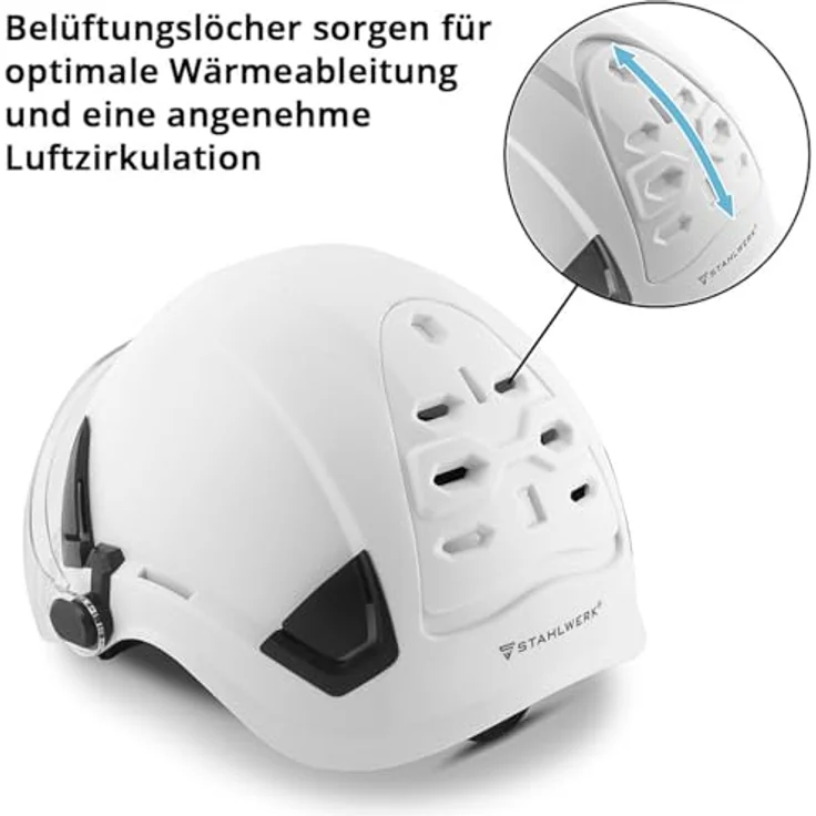 STAHLWERK SVH-100 ST Schutzhelm mit Visier EN397 EN166, Größenverstellbar, inkl. kratzfester Schutzbrille für Bau- und Agrar-Industrie – Bild 4