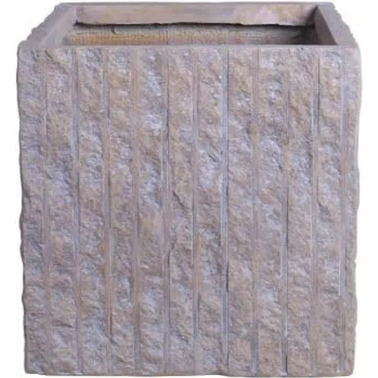 Trend Line TrendLine Pflanzkübel, eckiger Pflanztopf aus Fiberglas, grau-braun strukturiert, 40,5 x 40,5 x 40,5 cm, für Innen und Außen – Bild 1