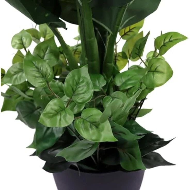 hjh OFFICE Kunstpflanze 80cm DIEFFENBACHIA Tropische Zimmerpflanze künstlich, realistisches Aussehen, geruchsarm, schwarzer Topf – Bild 3