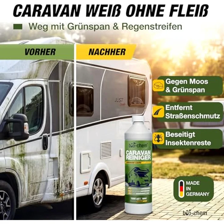 bio-chem bio-chem Caravan- & Wohnmobilreiniger 1L Konzentrat, extra stark Auto-Reinigungsmittel, entfernt Regenstreifen, Baumharz & Insektenrückstände – Bild 3