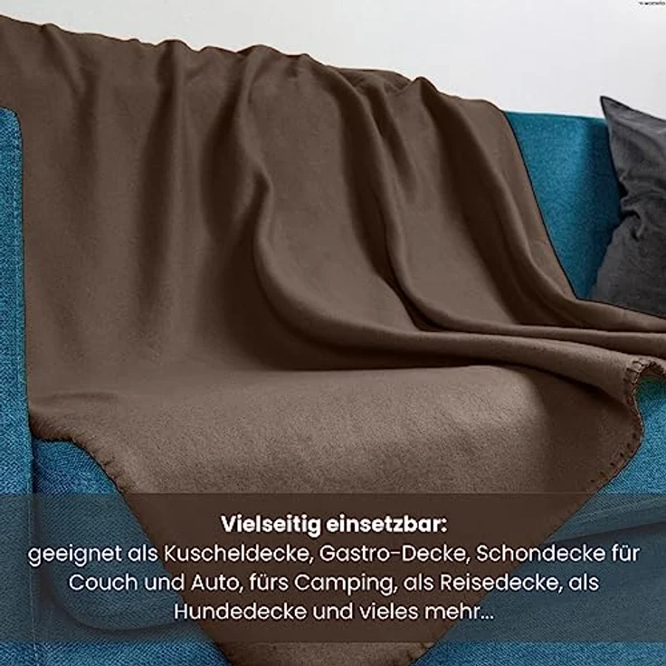 wometo 3er Set Polar Fleecedecke oekoTex 130x160 ca. 400g mit Anti-Pilling und Kettelrand braun – Bild 5