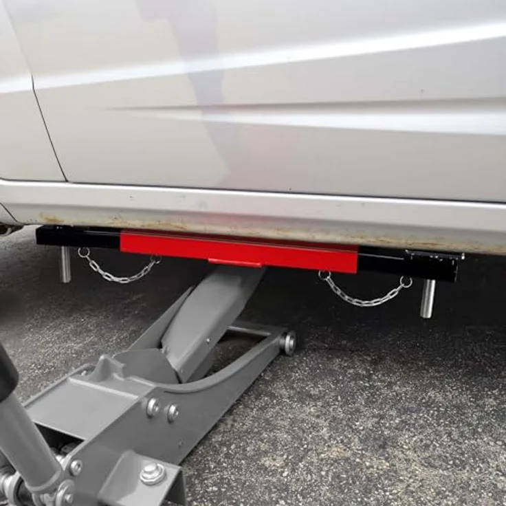 Wiltec Achstraverse Wagenheberbrücke 2000kg Querträger für Wagenheber mit Gummiauflagen, höhenverstellbar, schwarz – Bild 3