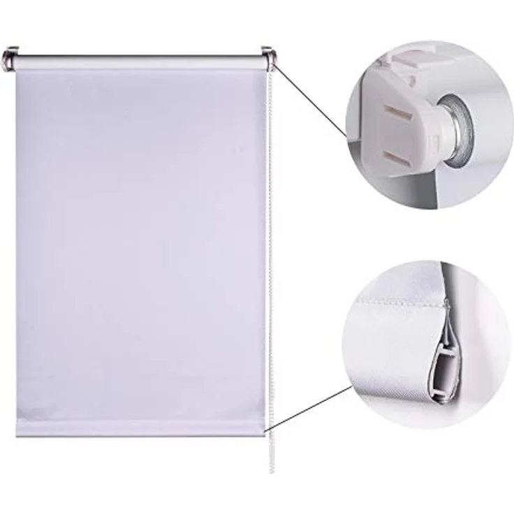 Jet-Line Rollo Indoor gestreift 150 cm, weiß, lichtdurchlässig, Blockstreifen, Doppelrollo, Klemmfix ohne Bohren, Sichtschutz für Wohnzimmer, Schlafzimmer und Küche – Bild 4