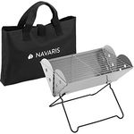 Navaris Klappbarer BBQ-Grill - 35x26,5x24,5 cm - Holzkohle Grill aus Edelstahl faltbar - Outdoor Grill klappbar - Klappgrill mit Tragetasche