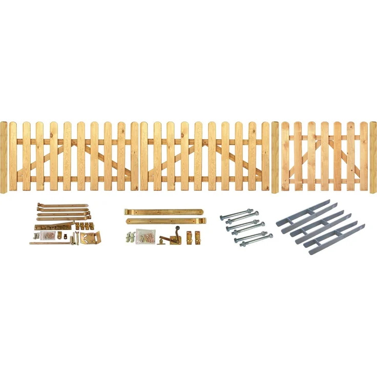 Tetzner & Jentzsch Gartentor Houston, (Set), BxT: 300x80 + Tür 100x80 cm, klassischer Friesenzaun mit gerundetem Kopf, kesseldruckimprägniert